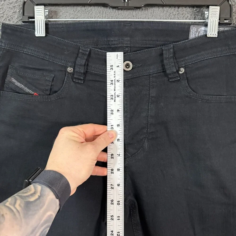 Diesel Jeans Mens 32x32 Black Larkee Beex Regular Tapered Fit Stretch Denim